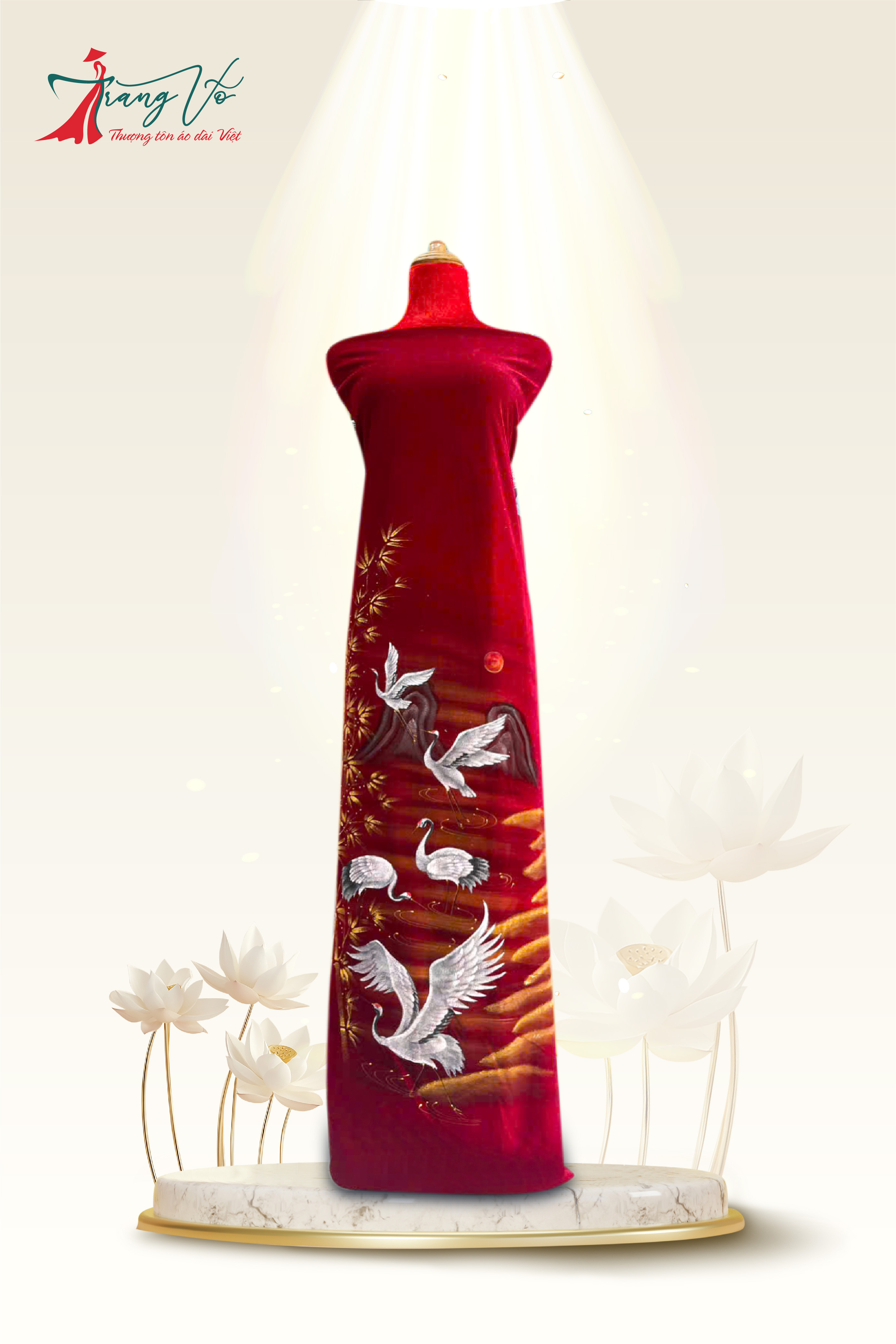 NHUNG TUYẾT VẼ CHIM HẠC ÉP ĐÁ CAO CẤP #02112405
